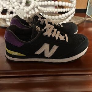 New balance black purple, and lime, green athletic tennis shoes